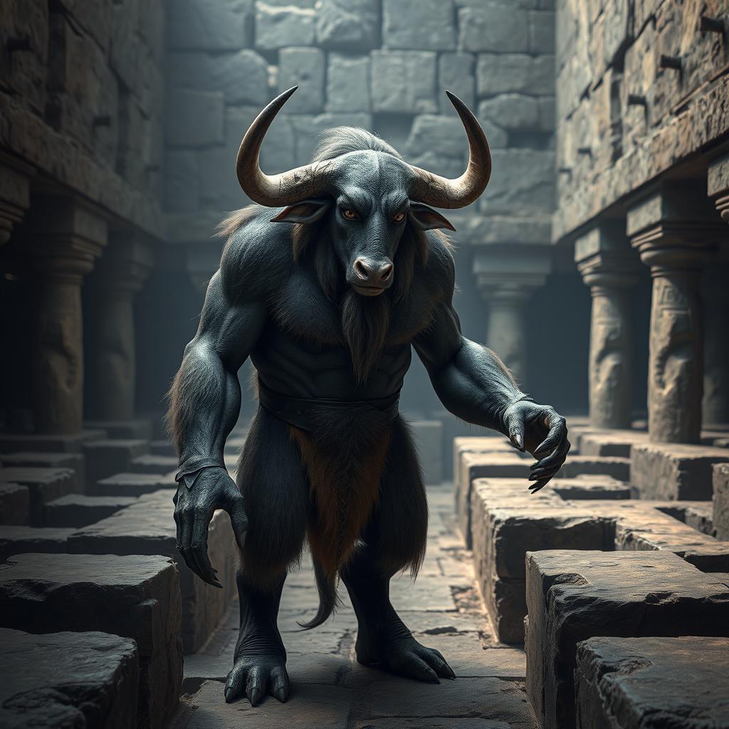 A Minotaur standing at 170 cm tall and weighing 94 kg, designed with a more human-like appearance