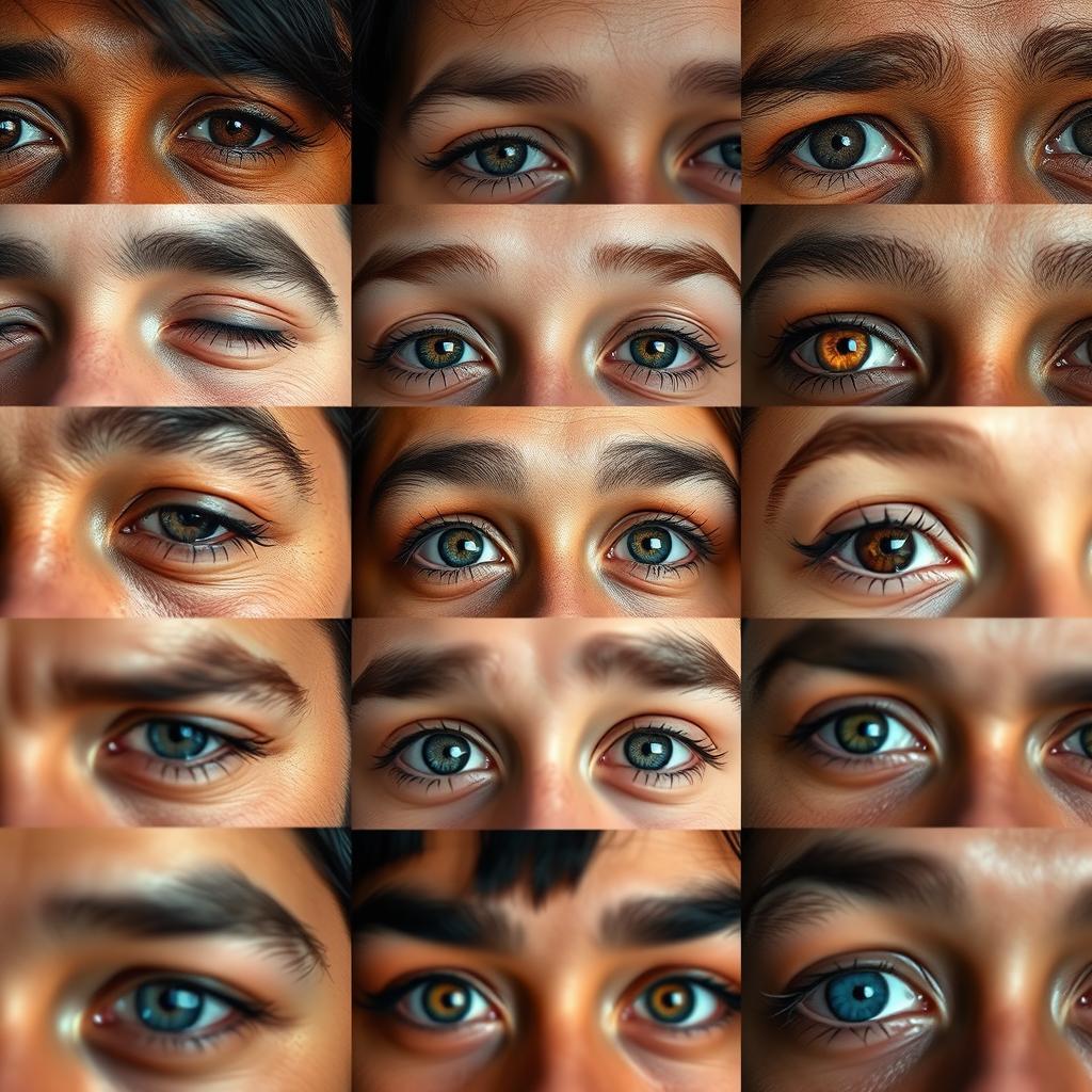 A stunning full HD image featuring a collection of beautiful, diverse eyes with some closed and others open, creating an intriguing sight