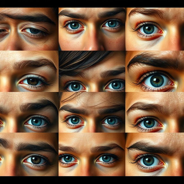 A stunning full HD image featuring a collection of beautiful, diverse eyes with some closed and others open, creating an intriguing sight