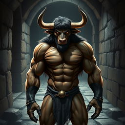 A Minotaur character standing at 170 cm tall and weighing 94 kg, possessing a more human-like appearance with normal arms