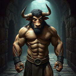 A Minotaur character standing at 170 cm tall and weighing 94 kg, possessing a more human-like appearance with normal arms