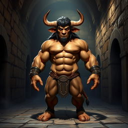 A Minotaur character standing at 170 cm tall and weighing 94 kg, possessing a more human-like appearance with normal arms