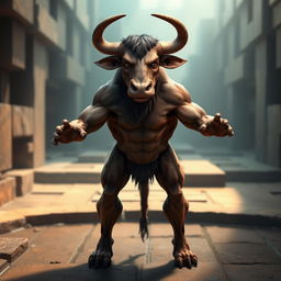 A human-like Minotaur standing at 170 cm (about 5 feet 7 inches) tall and weighing 94 kg (approximately 207 lbs)