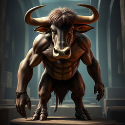 A human-like Minotaur standing at 170 cm (about 5 feet 7 inches) tall and weighing 94 kg (approximately 207 lbs)