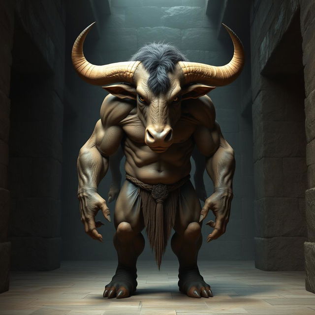 A creature inspired by a Minotaur, standing at 170 cm tall and weighing 94 kg
