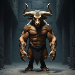 A creature inspired by a Minotaur, standing at 170 cm tall and weighing 94 kg