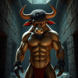 A creature inspired by a Minotaur, standing at 170 cm tall and weighing 94 kg