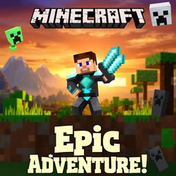 A vibrant and eye-catching Minecraft thumbnail featuring iconic blocks like grass, dirt, and stone