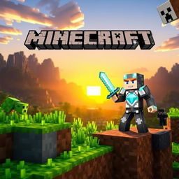 A vibrant and eye-catching Minecraft thumbnail featuring iconic blocks like grass, dirt, and stone