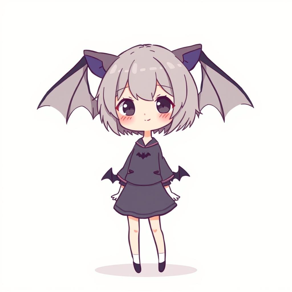 A simple yet captivating illustration of a female character with bat-inspired features