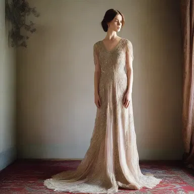 The dress she wore to the party had an aeschylean style, with its flowing drapes and intricate embroidery.