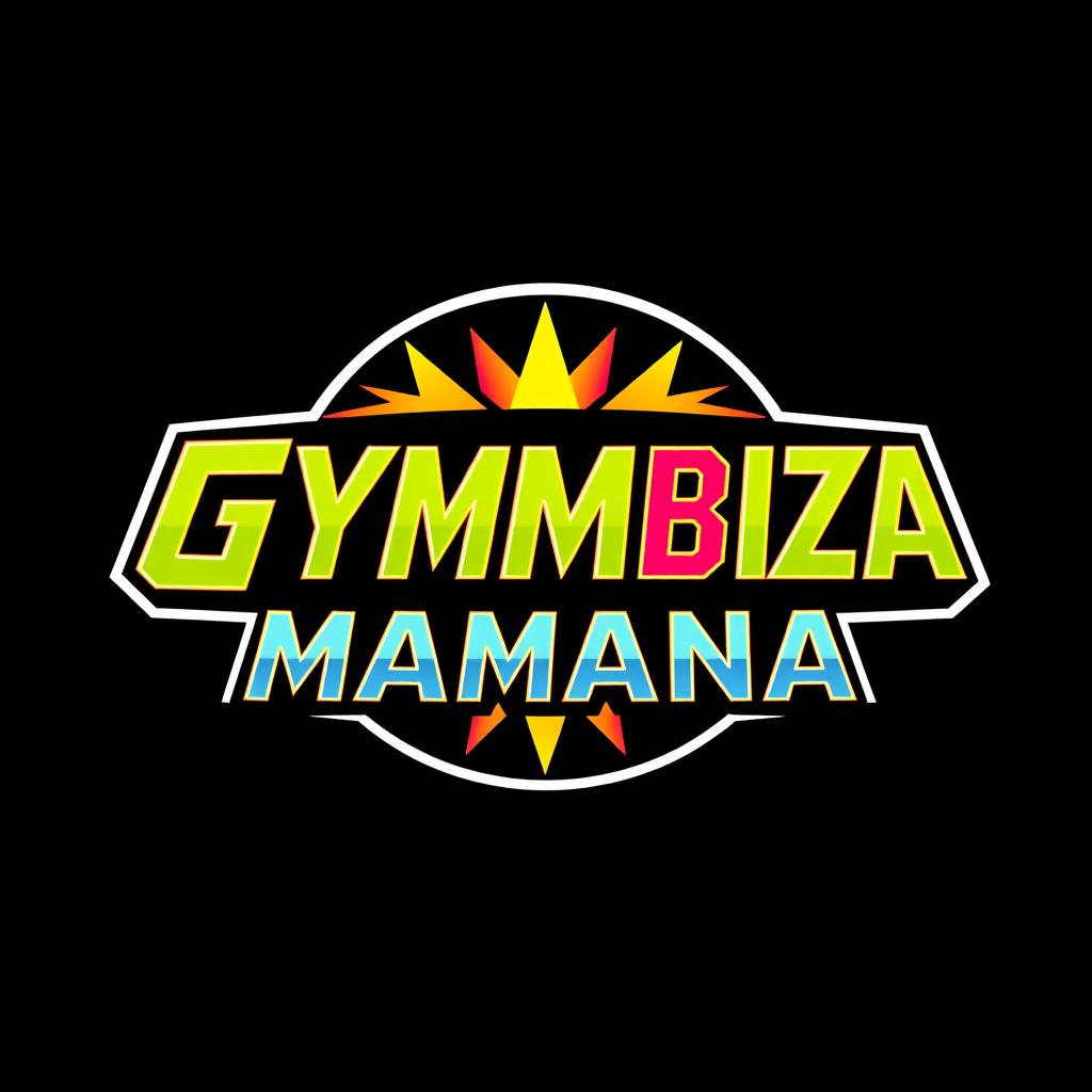 A retro logo for 'GYMBIZMANIA' designed in the style of the WWF WrestleMania font, capturing the iconic flair of 1980s wrestling graphics