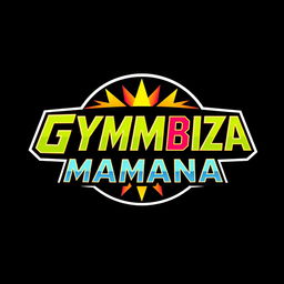 A retro logo for 'GYMBIZMANIA' designed in the style of the WWF WrestleMania font, capturing the iconic flair of 1980s wrestling graphics