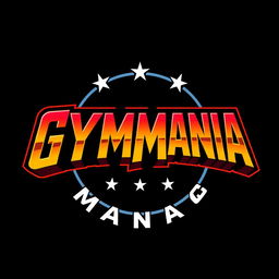 A retro logo for 'GYMBIZMANIA' designed in the style of the WWF WrestleMania font, capturing the iconic flair of 1980s wrestling graphics