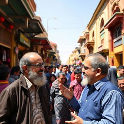 A vibrant street scene in Karbala, bustling with activity