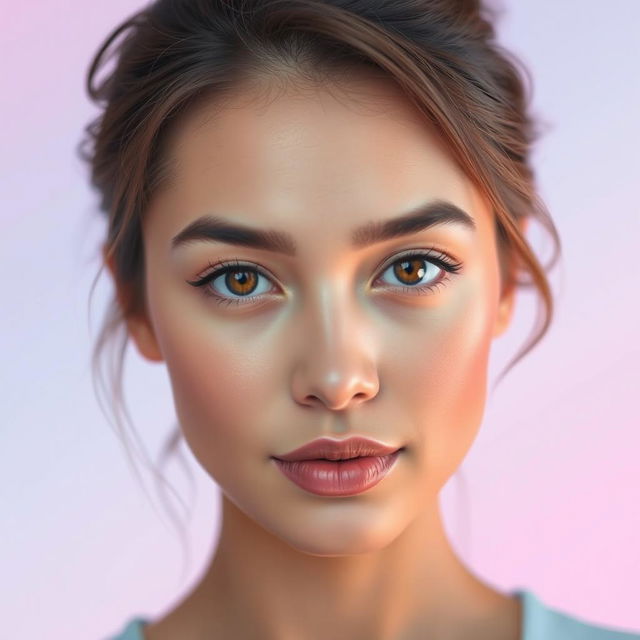 An enhanced portrait of a person with vibrant facial features, improved lighting and saturation to give a more appealing look