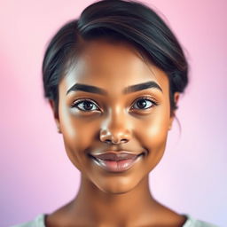 An enhanced portrait of a person with vibrant facial features, improved lighting and saturation to give a more appealing look