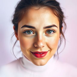 An enhanced portrait of a person with vibrant facial features, improved lighting and saturation to give a more appealing look