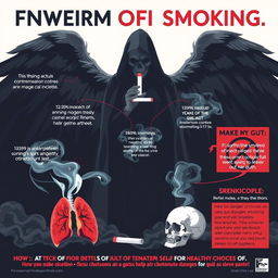 A powerful illustration poster aimed at educating young people about the harms of smoking, emphasizing the prevention of teenage smoking