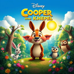 A whimsical Disney movie poster titled 'Cooper the KHEPEL', showcasing a brave and adventurous KHEPEL creature, designed with vibrant colors and a friendly expression