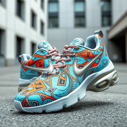 A stunning rendition of Nike TN sneakers featuring a new and intricate pattern across the entire shoe