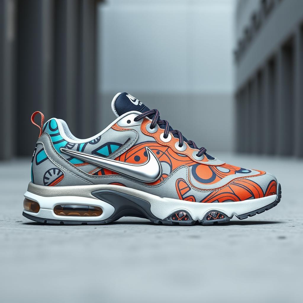 A stunning rendition of Nike TN sneakers featuring a new and intricate pattern across the entire shoe