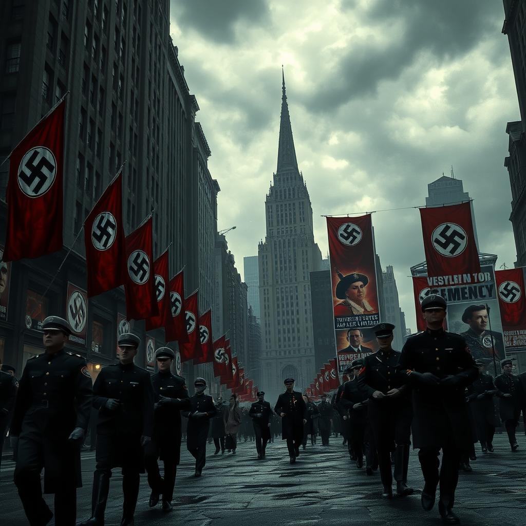 A chilling depiction of a dystopian future where Nazi Germany won World War II, with the United States integrated into the Nazi Empire