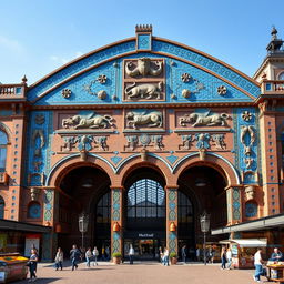 The façade of the Market Hall in Rotterdam designed by the architecture firm MVRDV, infused with Mesopotamian style inspired by the Ishtar Gate in Iraq