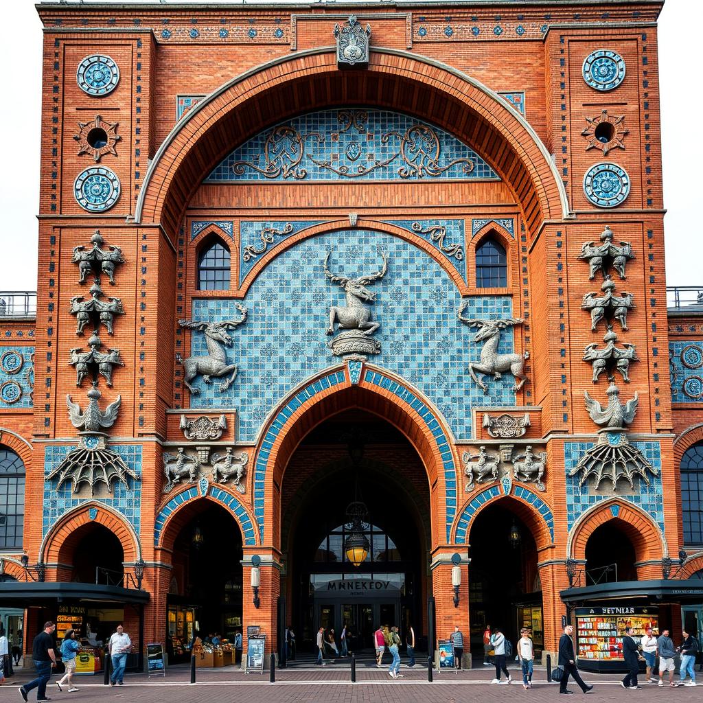 The façade of the Market Hall in Rotterdam designed by the architecture firm MVRDV, infused with Mesopotamian style inspired by the Ishtar Gate in Iraq