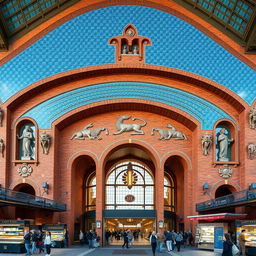 The façade of the Market Hall in Rotterdam designed by the architecture firm MVRDV, infused with Mesopotamian style inspired by the Ishtar Gate in Iraq