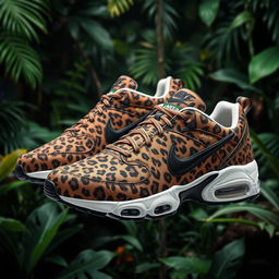 An eye-catching design of Nike TN sneakers adorned with a bold jaguar pattern