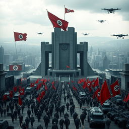 A chilling vision of a future world where Nazi Germany won World War II, and the entire globe operates under a unified Nazi regime