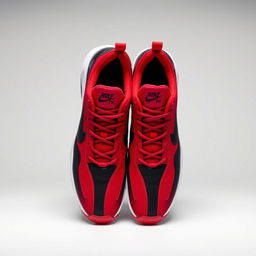 A sleek design of Nike TN sneakers featuring a simple yet striking red and black pattern