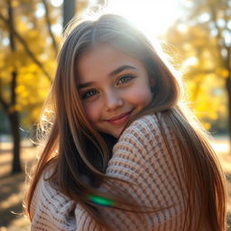 A warm and intimate scene of a beautiful girl being hugged