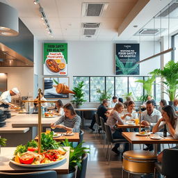 A modern restaurant interior showcasing an emphasis on food safety and health