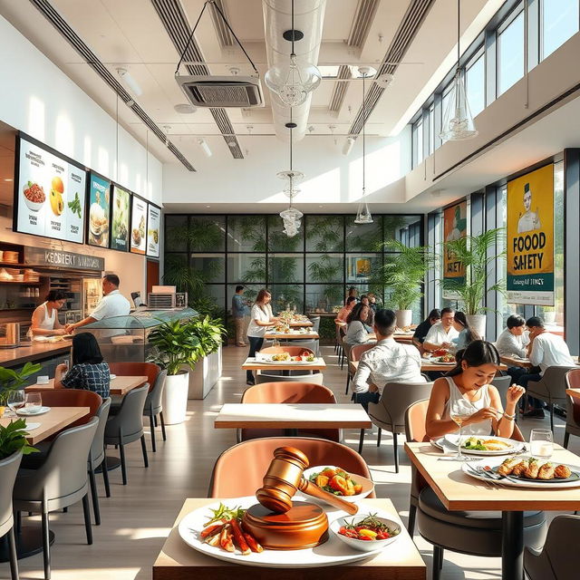 A modern restaurant interior showcasing an emphasis on food safety and health