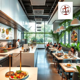A modern restaurant interior showcasing an emphasis on food safety and health