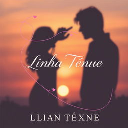 A captivating book cover for a romance novel titled 'Linha Tênue'