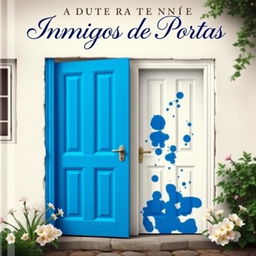 A romantic book cover for 'Inimigos de Portas Ps Cartas a Parte', featuring two adjacent doors