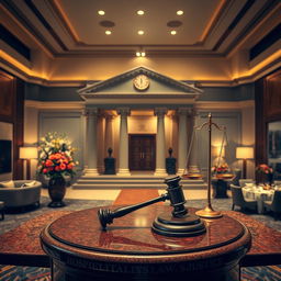 A striking visual representation of the concept 'Hospitality law, where service meets justice'