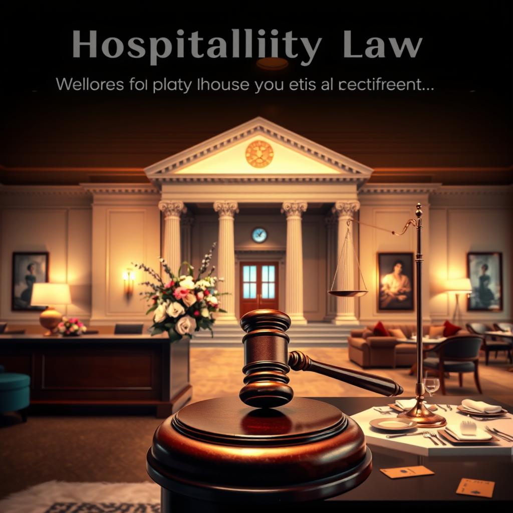 A striking visual representation of the concept 'Hospitality law, where service meets justice'