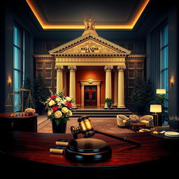 A striking visual representation of the concept 'Hospitality law, where service meets justice'