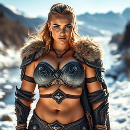 A stunning warrior woman with an athletic, curvaceous figure