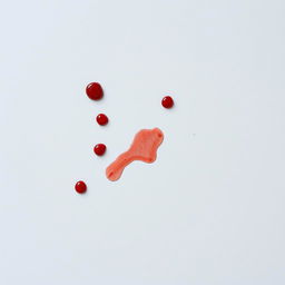 A realistic close-up of a surface with subtle, light stains of blood, creating a stark contrast against a neutral background