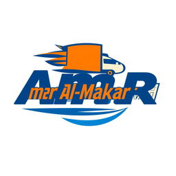 A vibrant and modern logo design for a delivery company named 'Amr Al-Makaradi', featuring bold typography that highlights the name