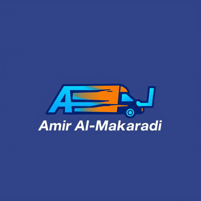 A vibrant and modern logo design for a delivery company named 'Amr Al-Makaradi', featuring bold typography that highlights the name