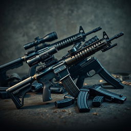 A visually striking image centered around affordable custom builds of assault rifles