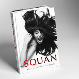 A striking black and white book cover featuring a 28-year-old woman lying on her side, with a powerful expression of anguish as she screams