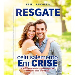 A book cover titled 'Resgate Seu Casamento em Crise', featuring a happy couple in a warm embrace