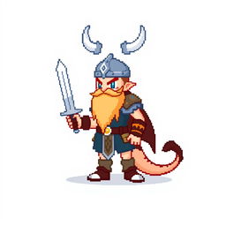 A Pokémon trainer sprite designed in 5th generation graphics style, inspired by Norse Vikings